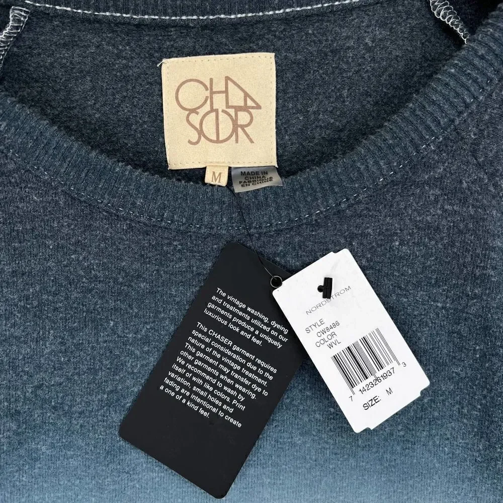 New Chaser Women US M Sweatshirt Ruched Sleeves Cozy Pullover White Gray Sweater - Picture 7 of 9